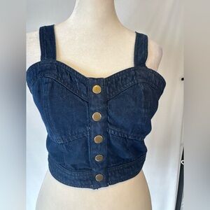 Lone Star Denim Blue Button-Up Women's Bustier-Style Crop Top